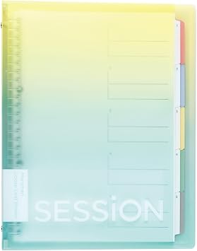 Maruman Session 26Ring Binder with Flexible Translucent Cover, B5 Size, 7.17" x 10.12", Includes 5 Erasable Tabbed Dividers and Storage Pocket, Holds up to 120 Sheets, Lemon Soda, Made in Japan