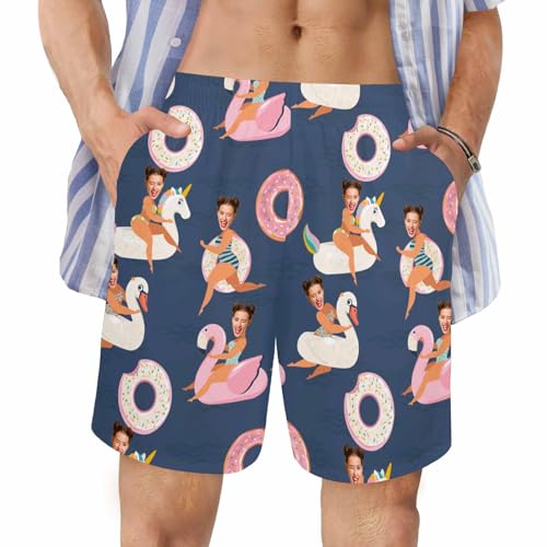 Custom Face Swim Trunks Personalized Picture Swim Trunks Men Customized Face Swim Short Funny Beach Shorts with Face