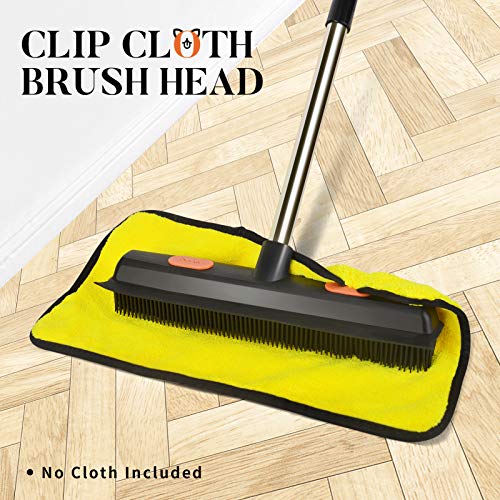 Conliwell Rubber Broom Carpet Rake For Pet Hair Remover, Fur Remover Broom With Squeegee, Portable Detailing Lint Remover Brush, Pet Hair Removal Tool For Fluff Carpet, Hardwood Floor, Tile, Window #TOP6