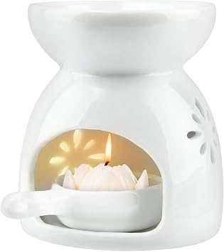 Ceramic Tea Light Holder with Candle Spoon,Essential Oil Burner Wax Burner,Candle Aroma Diffuser,Tea Light Wax Warmer for Home Decoration,Christmas, Housewarming Gift