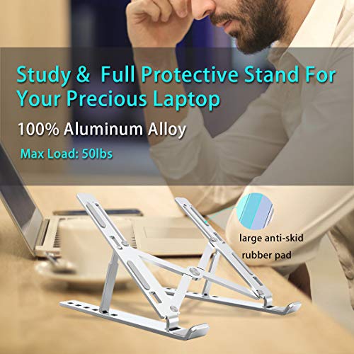Adjustable Laptop Stand Aluminum Laptop Computer Tablet Portable Ergonomic Stand Mount Foldable Portable Desktop Holder Fully Collapsible Compatible 10-15.6\" Laptops or Tablet - Thumbnail 3