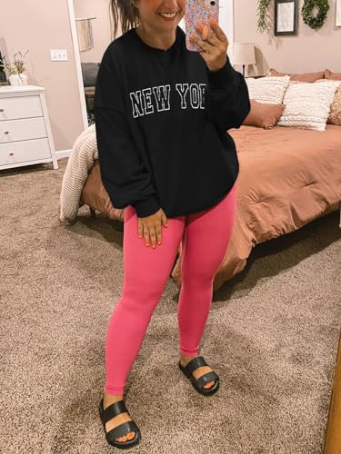 Image of Langwyqu Women's Oversized Sweatshirt Los Angeles California Crewneck Long Sleeve Casual Loose Pullover Tops