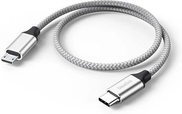 DteeDck USB C to Micro USB Cable 1ft, 16W Charging & 480Mbps Data Transfer USBC Type C to MicroUSB Cord Braided Male to Male USB-C 2.0 30.5cm for Old Android Phone Kindle PS4 Xbox One and More