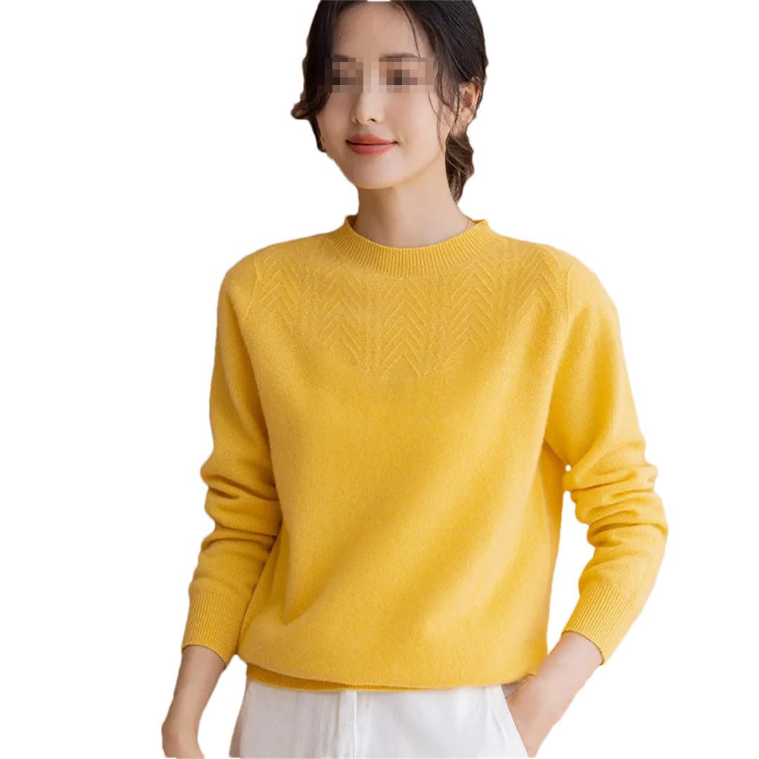 Vogrtcc Maglione da Donna in Lana con Colletto A O. Pullover Autunno Inverno da Donna in Tinta Unita