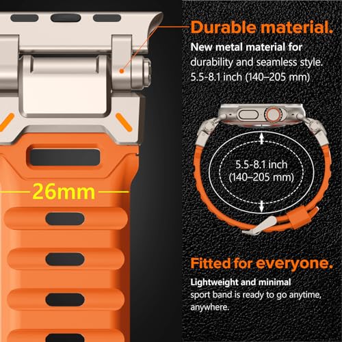 Image of KADES Rugged TPU Sport Band for Apple Watch Ultra 3 /2 /1 49mm, Metal Connectors for Apple Watch Series 11 /10 /SE3 46mm Series 9 /8 /SE2 /7 /6 /SE /5 /4 /3 /2 /1 45mm /44mm /42mm