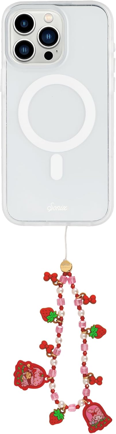 Sonix x Sanrio Beaded Phone Charm | Beaded Wristlet, Universal Phone Strap, and Detachable Cell Phone Lanyard with Silicone Charms | My Melody x Strawberry Shortcake - Image 3
