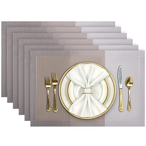 Aofmee Place Mats, Washable Set of 6 Placemats PVC Non-Slip Heat Resistant Table Set for Kitchen Dining Table Wipe Clean Table Mats for Dining Table Anti-fouling and Easy to Clean