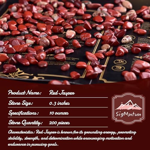 Image of Polished Red Jasper Crystal Chips Bulk 200 Pcs - 0.3 inch Small Colorful Tumbled Stone Chips Rocks, 10 oz Crushed Sea Glass Vase Filler Stones for Healing, Reiki, Crafting, Home Decor