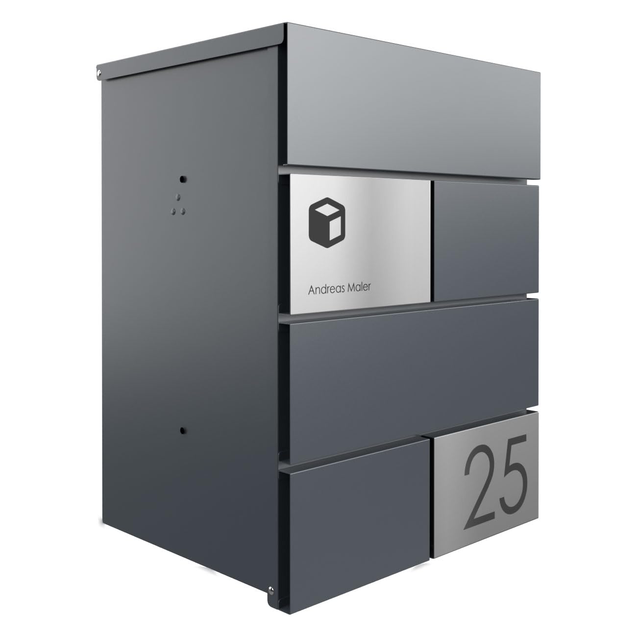 Boîte Aux Lettres Design Manufaktur Kant Edition Avec Compartiment à Journaux – Elegance 3 Personnalisable Avec Votre Nom Et Numéro De Maison (RAL 7016 Gris Anthracite