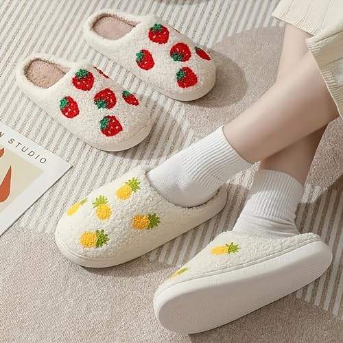 Image of Women's Men's Cute Fuzzy Heart Slippers Memory Foam Fluffy Couple Slippers Cozy House Indoor Outdoor Shoes