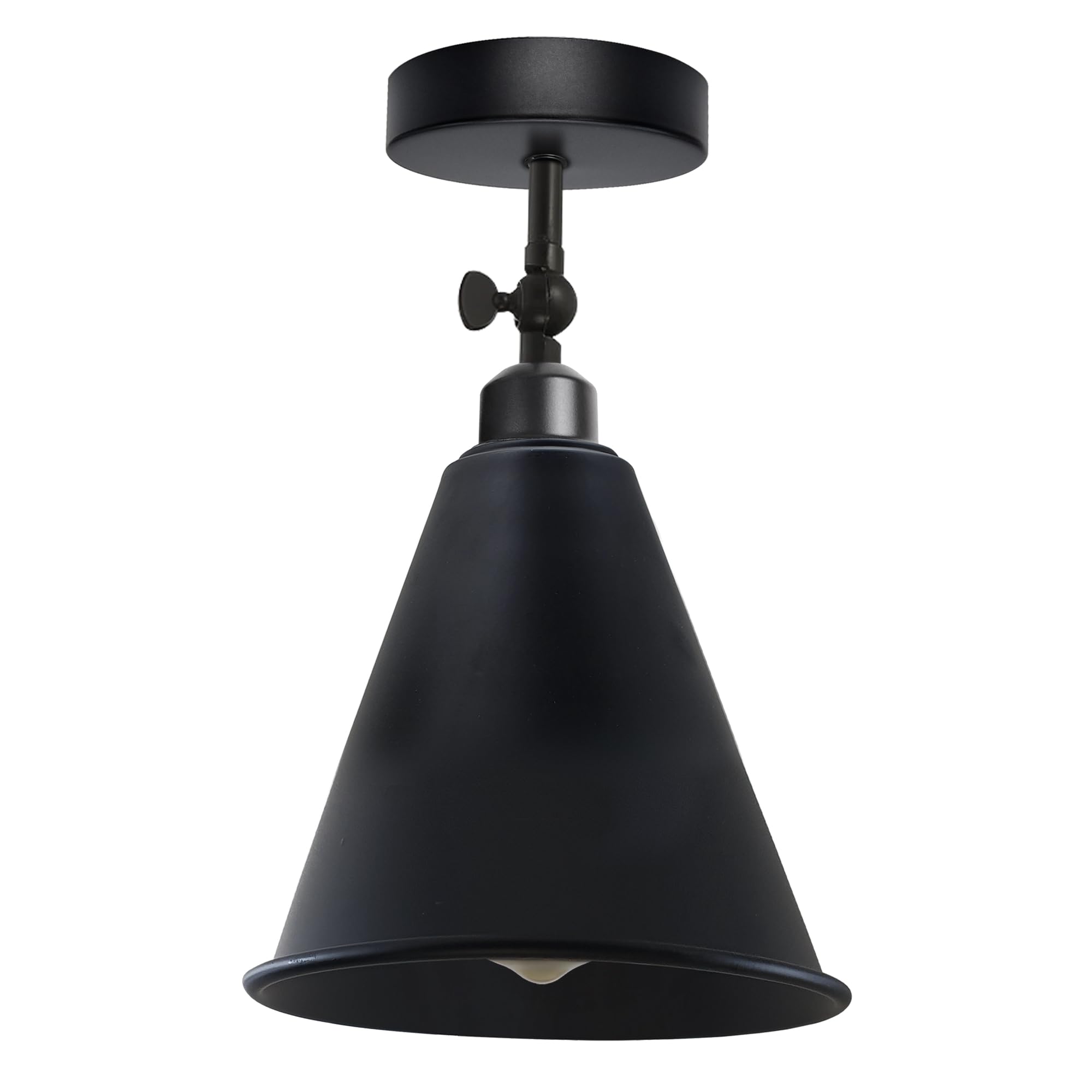 DC VOLTAGE Vintage Style Semi Flush Mount 180 Degree Adjustable E27 Base with Bulb Socket Vintage Style Unique Cone Shape Ceiling Mount Lighting — image 1