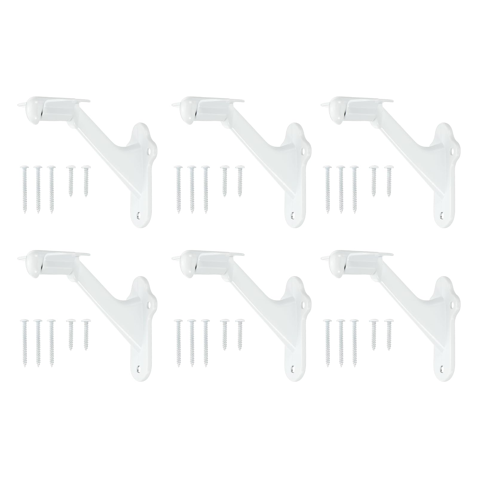 sourcing map 6Pack White Handrail Bracket, 3 Inch Heavy Duty Stair Railing Brackets Stair Support Banister Hardware for Home Office Indoor & Outdoor Stairways