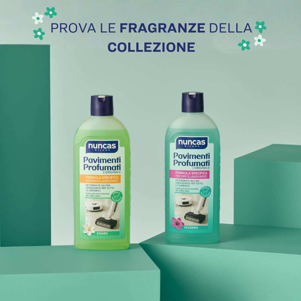 Nuncas Pavimenti Profumati Detergente Pavimenti - Formula Specifica per Robot e Lavapavimenti - Zagara - Multipack - Confezione da 3 x 500 ml