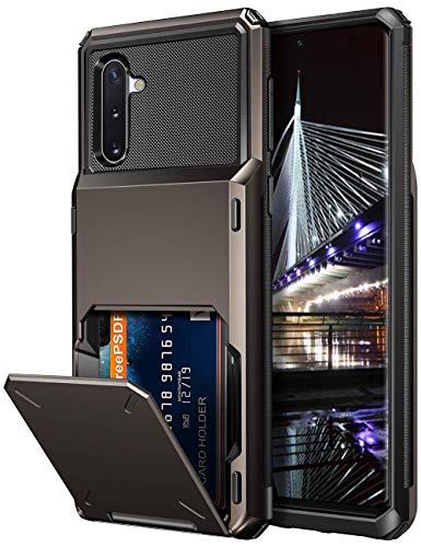 Vofolen Case for Galaxy Note 10 Case Wallet 4-Slot Pocket Credit Card ID Holder Scratch Resistant Dual Layer Protective Bumper Rugged Rubber Armor Hard Shell Cover for Samsung Galaxy Note 10 Gun Metal