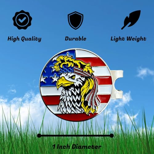 Bald Eagle Bandana Golf Ball Marker and Hat Clip - American Flag Bald Eagle Golf Ball Markers and Hat Clip - Magnetic Novelty America Golf Ball Marker Hat Clip - USA Golf Ball Markers and Hat Clip - Image 5