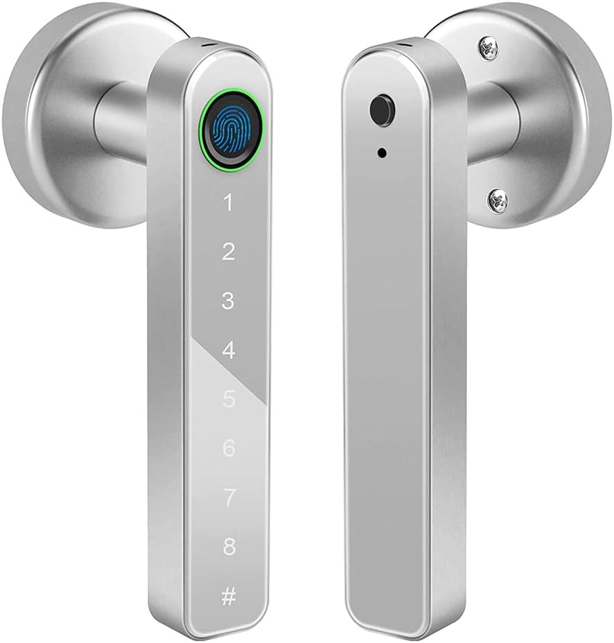 Smart Fingerprint Door Lock with Biometric Handle and Keypad Entry, Electronic Deadbolt
