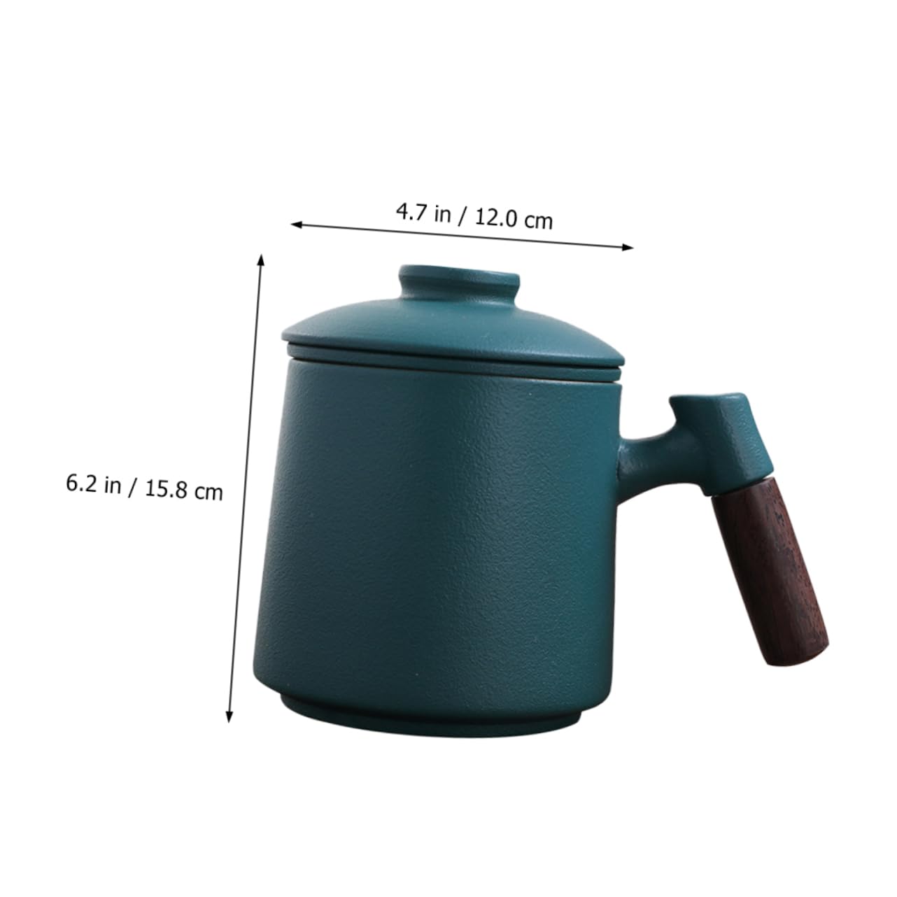 400ml Keramiktasse Grün mit Deckel und Holzgriff für Tee