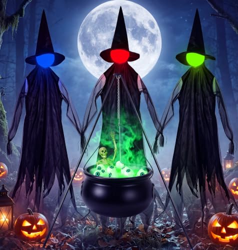 Halloween Witches Outdoor, 4.2 FT Set of 3 Witches Holding Hands