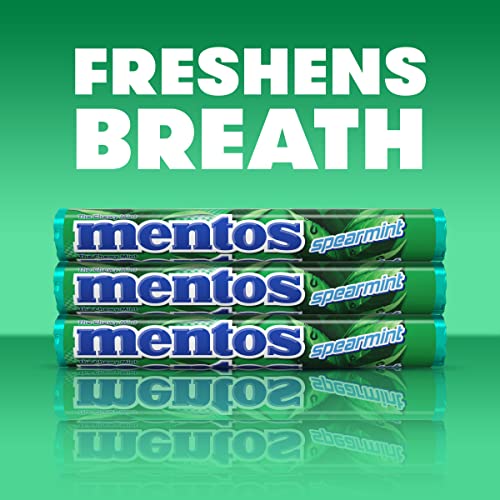 Image of Mentos Candy Chewy Mint Rolls, Spearmint, Non Melting, Party, Concessions, Non Melting, 14 Pieces (Bulk Pack of 15)