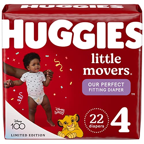 Image of Huggies Size 4 Diapers, Little Movers Baby Diapers, Size 4 (22-37 lbs), 22 Count, Packaging May Vary