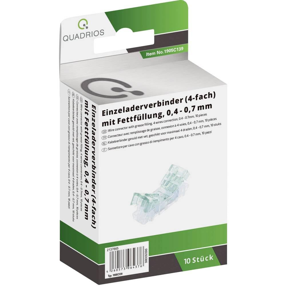 Quadrios 1905C139 Single Core Connector Flexible Rigid 0.40-0.70 mm² Number of Poles (Number): 4