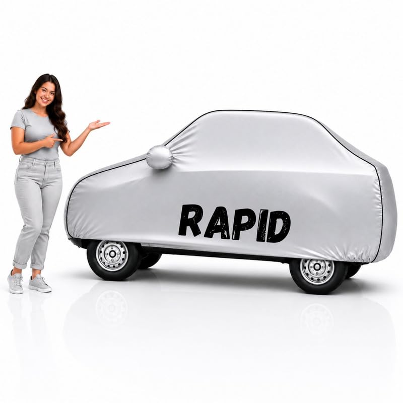 Image of Long-Life 100% Waterproof Rapid Car Body Cover for Dust & Rain, Compatible with All Models of Rapid Car Cover, Comes with Bird Droppings, Scratch, UV and Paint Protection - Silver