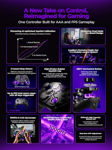 Image of leadjoy Xeno Plus Wireless Game Controller, TMR Joysticks, Hall Effect & Tactile Dual Triggers Gaming Controller, Smart Charging Dock, 4 Back Paddles, 1000Hz Polling Rate, for Nintendo Switch /Switch 2, PC, Android & iOS