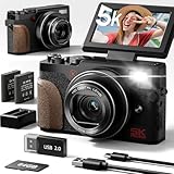 NBD 5K 64MP Digital Camera for Photography with 18X Zoom,2026 Upgraded Autofocus Vlogging Camera,Point and Shoot Digital Cameras with 2 Batteries,64GB TF Card,Flash, Anti-Shake(Black)