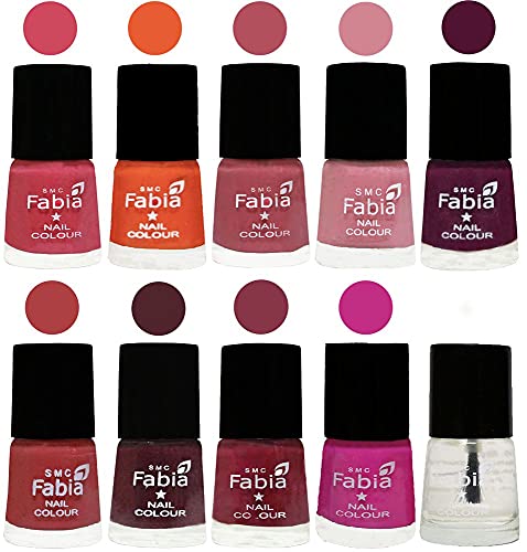 Image of ALL IN ONE (PACK OF 10), Long Lasting Glossy Nail Polish, 6 ml Each, All Vibrant Colours,02142