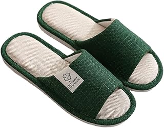 شبشب منزلي كتان للنساء والرجال من قطن الذاكرة جيد التهوية، شبشب داخلي غير قابل للانزلاق مريح من الكتان