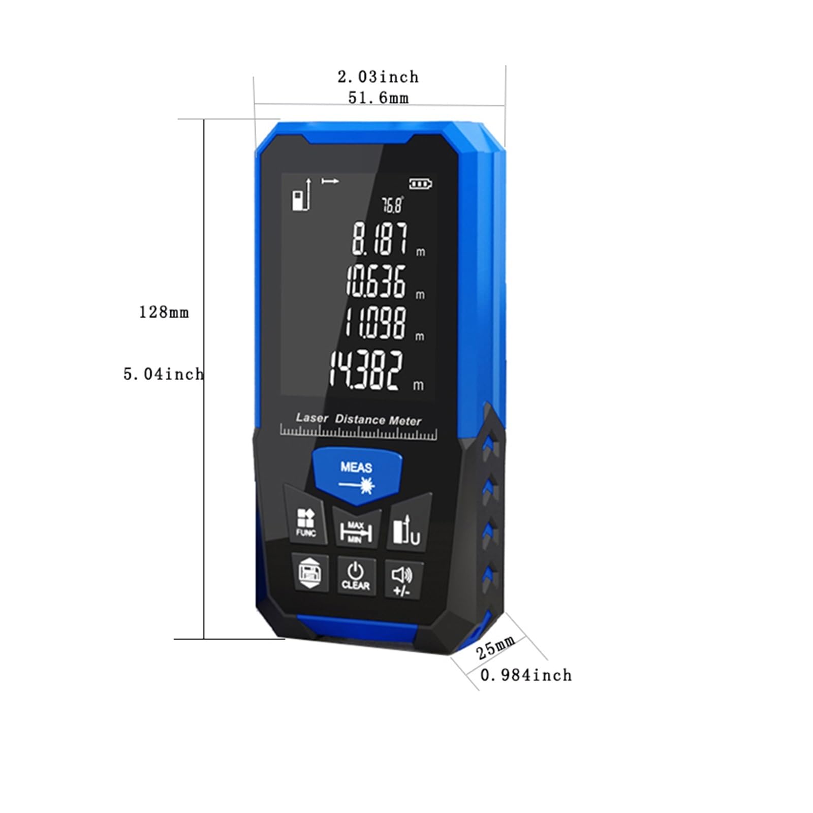 Herramienta de medición Distancia láser, Cinta métrica Digital, telémetro, Adhesivo Suave Bicolor con función ángulo, Pantalla LCD 2,4 Pulgadas Precisión Flexibilidad Medición