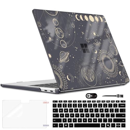 LCMOCICO Slim Protective Case for 13 inch Microsoft Surface Laptop 2025 Copilot+PC Model 2095, Lightweight Anti-Scratch Printed Pattern Black Plastic Hard Shell Case Cover, Total Lunar Eclipse by LCMOCICO - Used condition - US$18.40