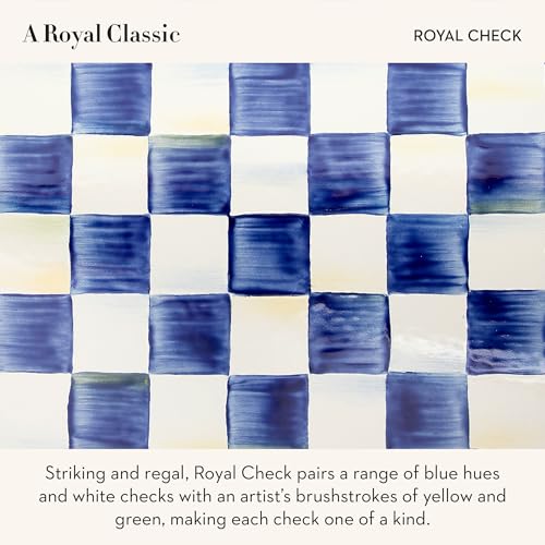 Image of MACKENZIE-CHILDS Enamel Utensil Holder, Blue-and-White Royal Check