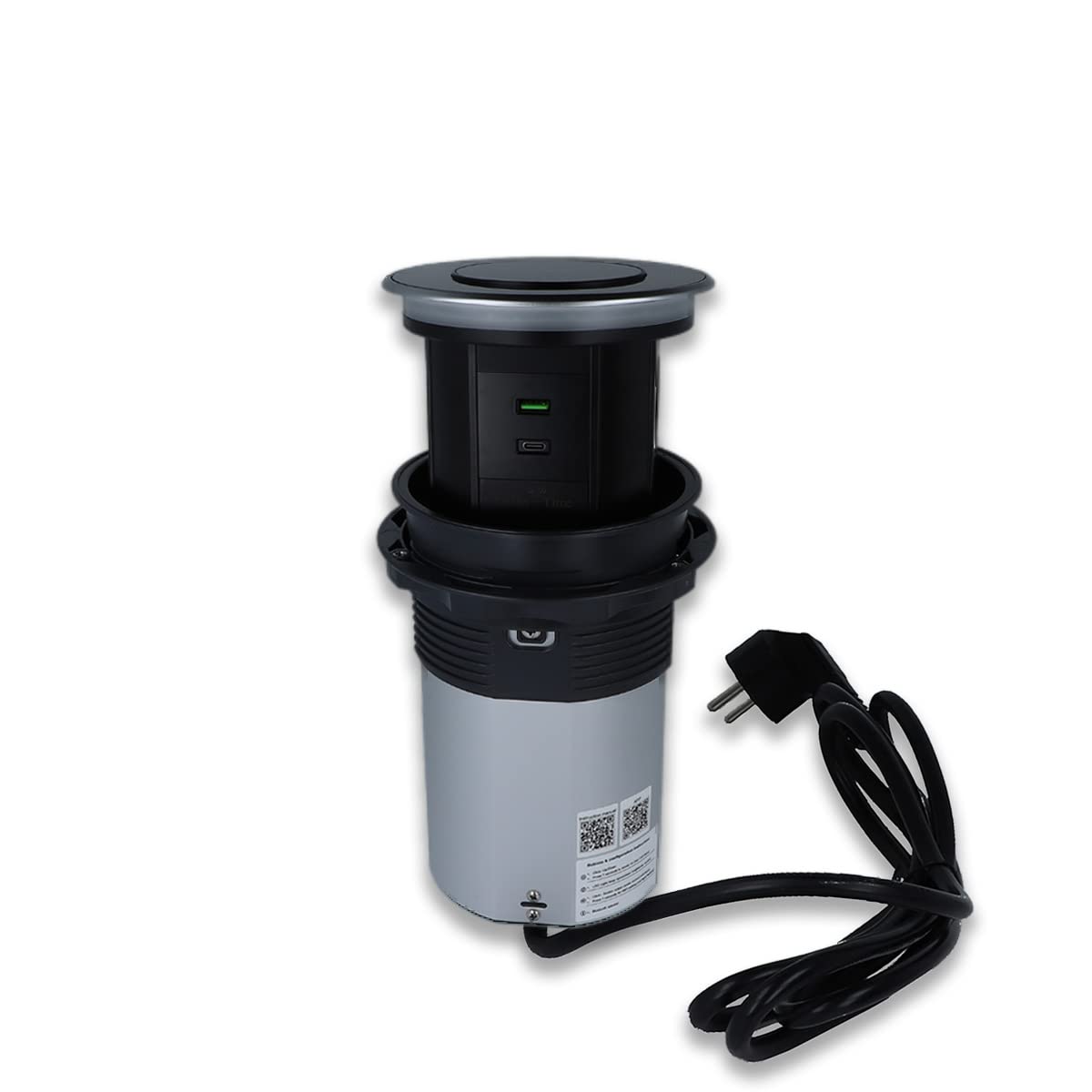 Enchufe de mesa premium con torre de enchufe retráctil, IP55, USB, estación de carga por inducción e iluminación para Smart Home Fahrbar App Control