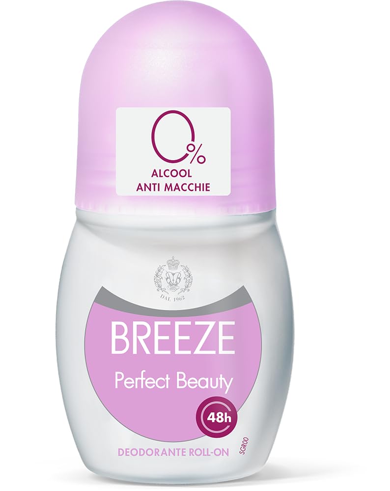12 x Breeze PerfectBeauty Deodorant Roll-On 50 ml + 1 Packung Talkum Felce Azzurra gratis, Beutel mit 100 g