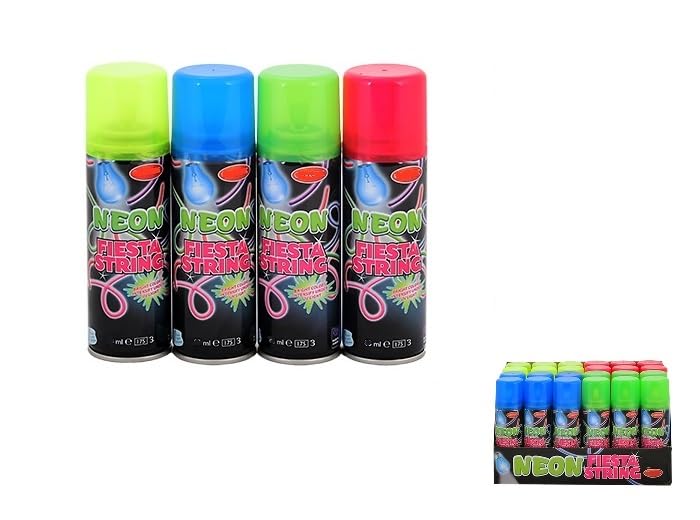 LP Divertissements Lot de 24 Bombes à serpentin Fil Fou Fluo Neon Mix 70ml