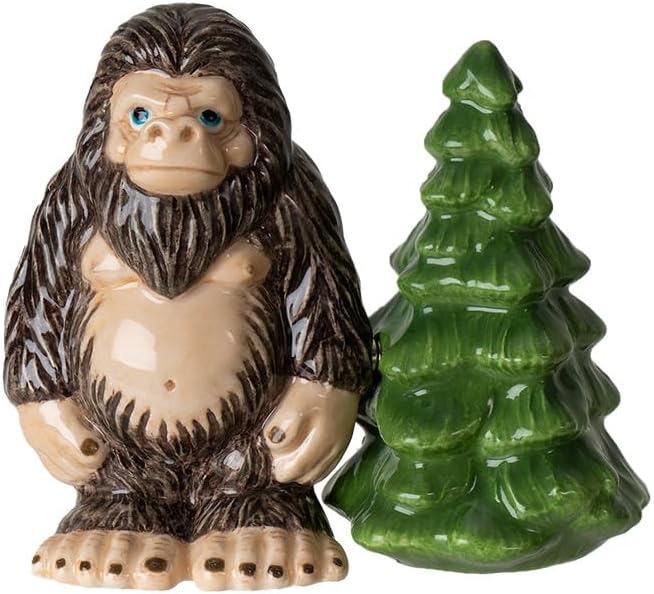 Pacific Giftware Forest Themed Bigfoot and Pine Tree Salt and Pepper Shakers