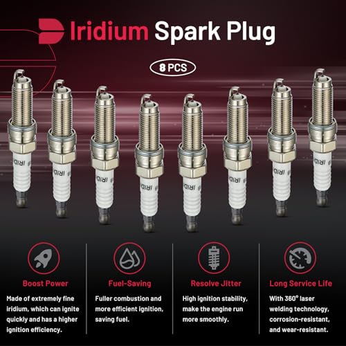 Image of BDFHYK XP5701 Iridium Spark Plugs Compatible with Honda MDX RDX Civic HR-V Odyssey Passport Pilot Ridgeline Grand Cherokee Wrangler M3 M5 M6 2.3L 3.5L 4.0L L4 V6 V8 Set of 8