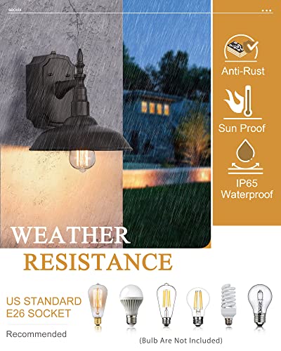 Seovix 2Pack Outdoor Wall Light With Gfci Outlet, Dusk To Dawn Outside Wall Sconce E26 Base Socket, Waterproof Modern Exterior Wall Lamp For Garage, Barn, Entrance, Courtyard, Porch, 2201Sorb-2 #TOP3