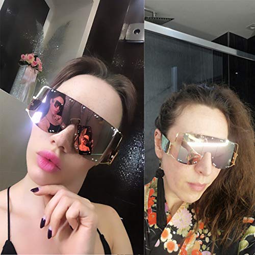 Image of COTIA /Fashion Square Sunglasses Women New Oversized Mirror Men Shades Glasses Luxury Brand Metal Rivet Fashion Female Eyewear