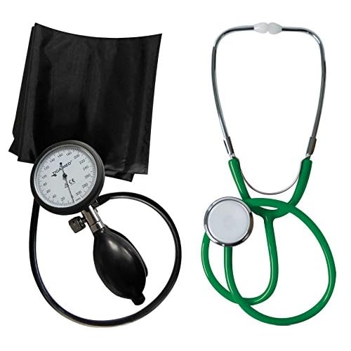 Blutdruckmessgerät Oberarm Profi Tiga Pro 1 Neuware K 1 + Stethoskop Flachkopf Grün Tiga-Med