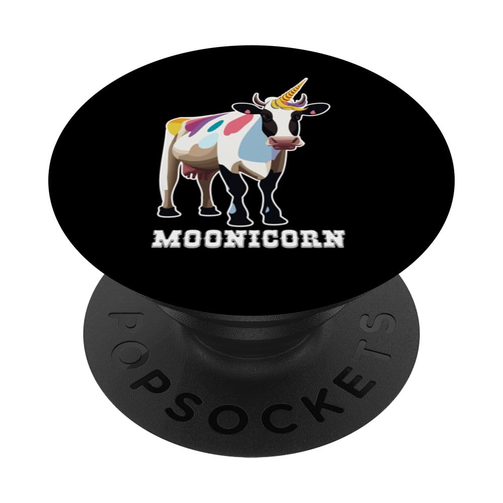 Moonicorn Funny Cow Unicorn Farm Lovers PopSockets Swappable PopGrip, Black