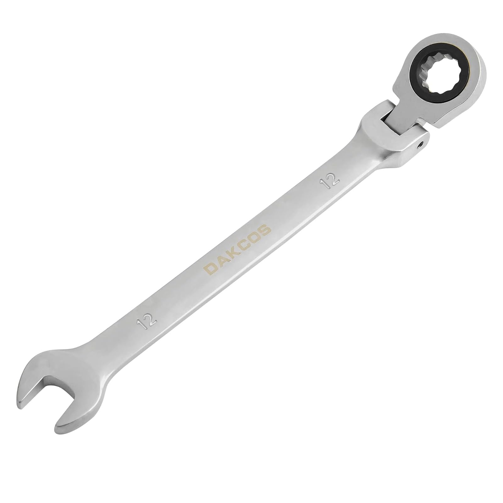 DAKCOS 12mm Flexible Head Spanner Dual Heads Ratchet Combination Wrench Spanner Chrome Vanadium Steel