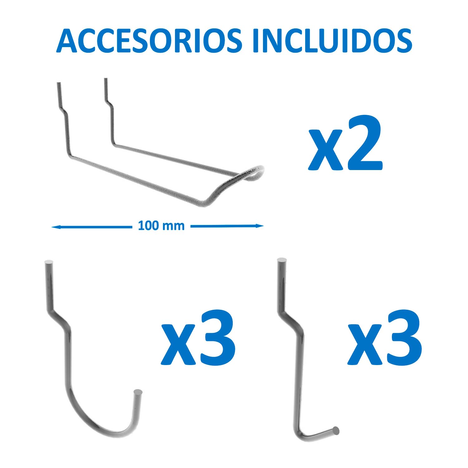 Simon Rack Organizador Herramientas Pared 600x1200 mm - Panel Click | Incluye 8 accesorios, Pintura anticorrosión, ∅ 5 mm, Blanco, Montaje sistema clic