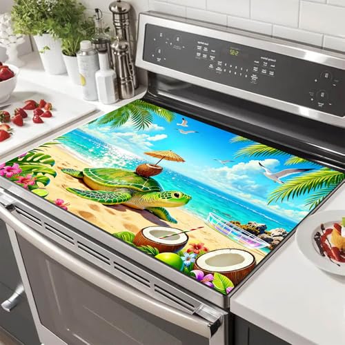 Image of HOMETITUTE Summer Stove Top Cover 28x20 Tropical Sea Turtle Heat Resistant