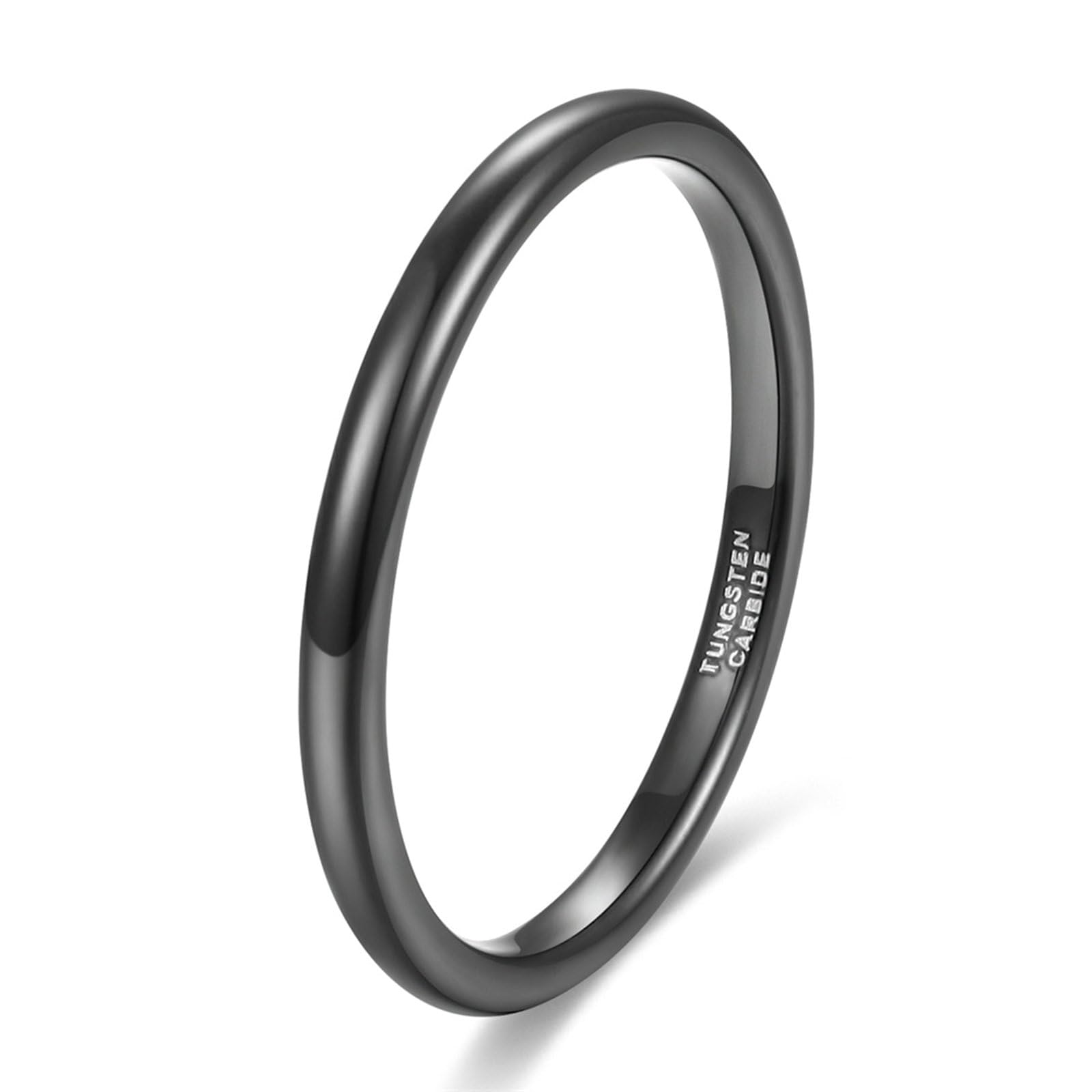 Gualiy Czarne pierścienie z węglika wolframu dla mężczyzn, 2/4/6/8 mm czarny pierścień prosty polerowany obietnica pierścień rozmiar H 1/2-Z