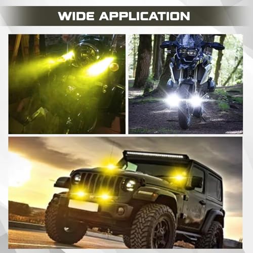 Image of OTO2EYE Super Bright LED Fog Light Lens Projector, Dual Colour White and Yellow, Triple Mode, For Motorbikes, Cars, Scooties, ATVs (White, Pack of 2)