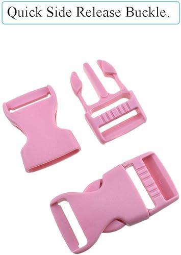 Miniatura 4 de Hao Pro Hebilla de liberación lateral rápida plana de 1 pulgada de ancho, paquete de 8 clips ajustables de un lado, broches de presión de plástico