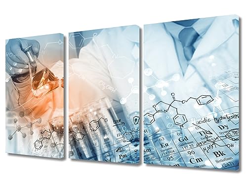 Image of Clinical Laboratory Canvas Wall Art 3 Panels Chemical Equations and Periodic Table Prints for Wall Decor Nosocomium Wall Decor Giclee Wooden Framed Gallery-Wrapped Ready to Hang (36 inch Wx24 H)