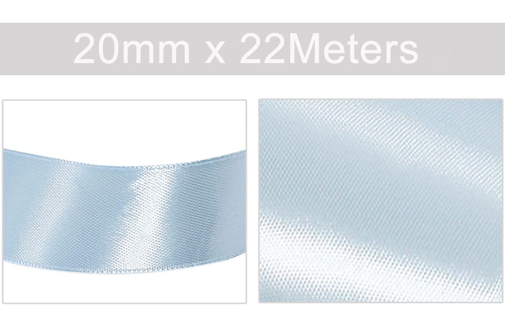 Nastro raso poliestere azzurro cielo 20 mm | Mondial Tissus